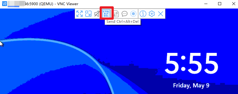 VNC 里的 reboot 按钮